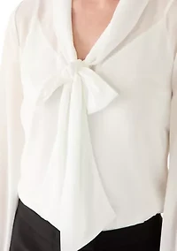 Women's Long Sleeve Chiffon Bow Blouse
