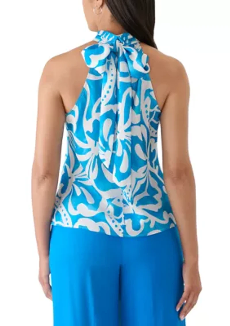 Women's Halter Neck Print Blouse
