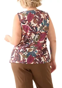 Plus Printed Cowl Neck Blouse