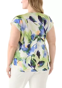 Plus Cowl Neck Satin Top