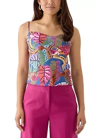 Women's Linen Like Printed Camisole Top