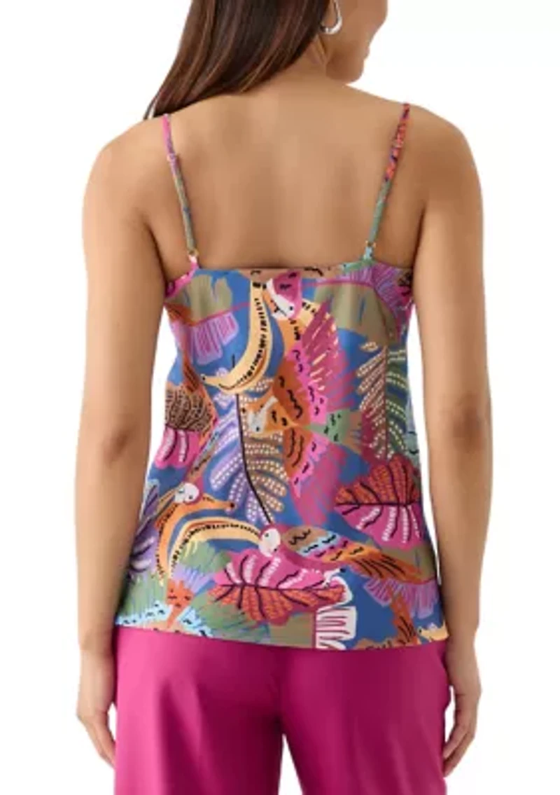 Women's Linen Like Printed Camisole Top