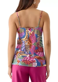 Women's Linen Like Printed Camisole Top