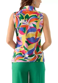 Women's Tie Front Hammer Satin Top