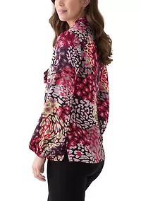 Women's Long Sleeve Satin Tie Neck Top