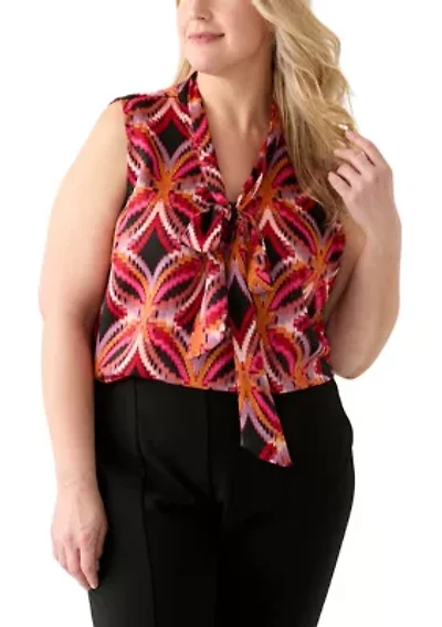 Plus Satin Bow Blouse
