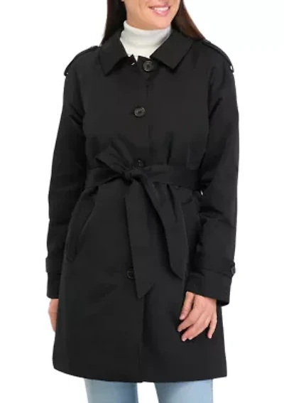 Women's Coated Gab Trench with Polyfill Insulation