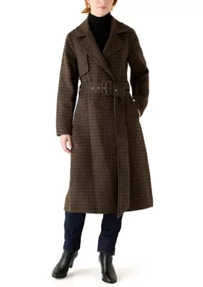 Women's Knee Length Tie Belt Trench Coat