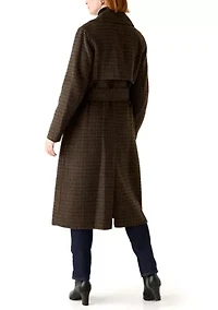 Women's Knee Length Tie Belt Trench Coat