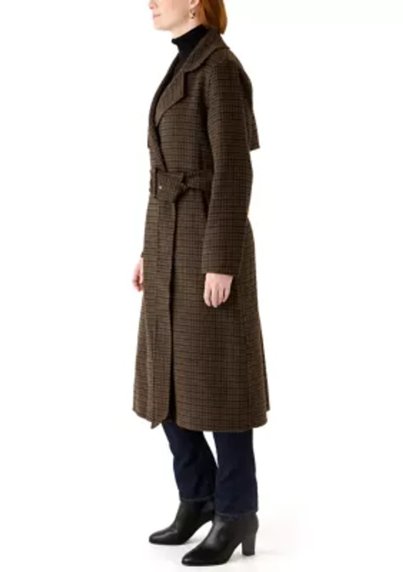 Women's Knee Length Tie Belt Trench Coat
