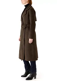 Women's Knee Length Tie Belt Trench Coat