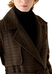 Women's Knee Length Tie Belt Trench Coat