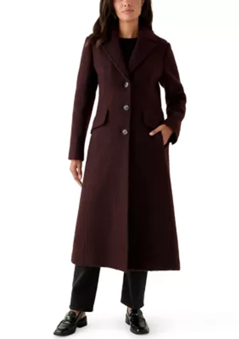 Women's Long Sleeve 3 Button Bouclé Coat