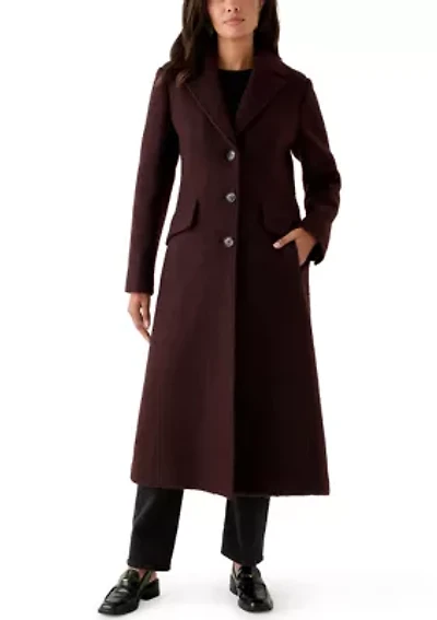 Women's Long Sleeve 3 Button Bouclé Coat