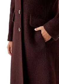 Women's Long Sleeve 3 Button Bouclé Coat