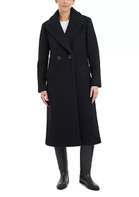 Women's 2 Button Long Wool Boucle Coat