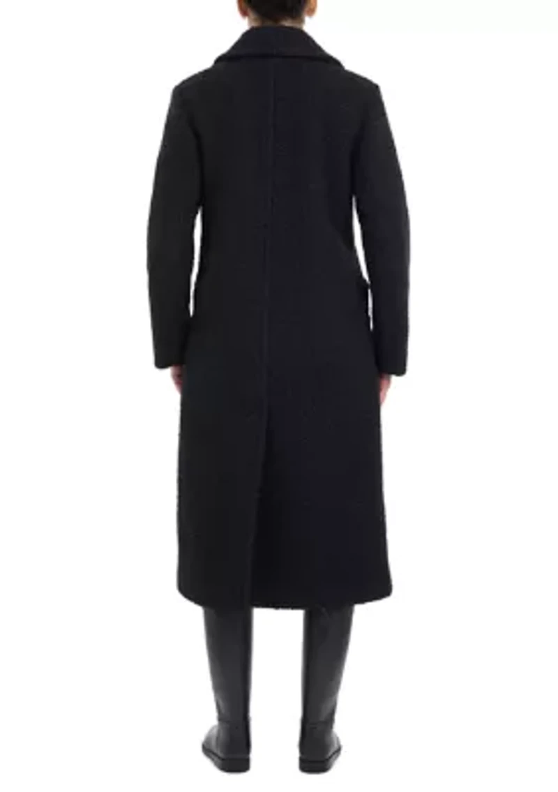 Women's 2 Button Long Wool Boucle Coat