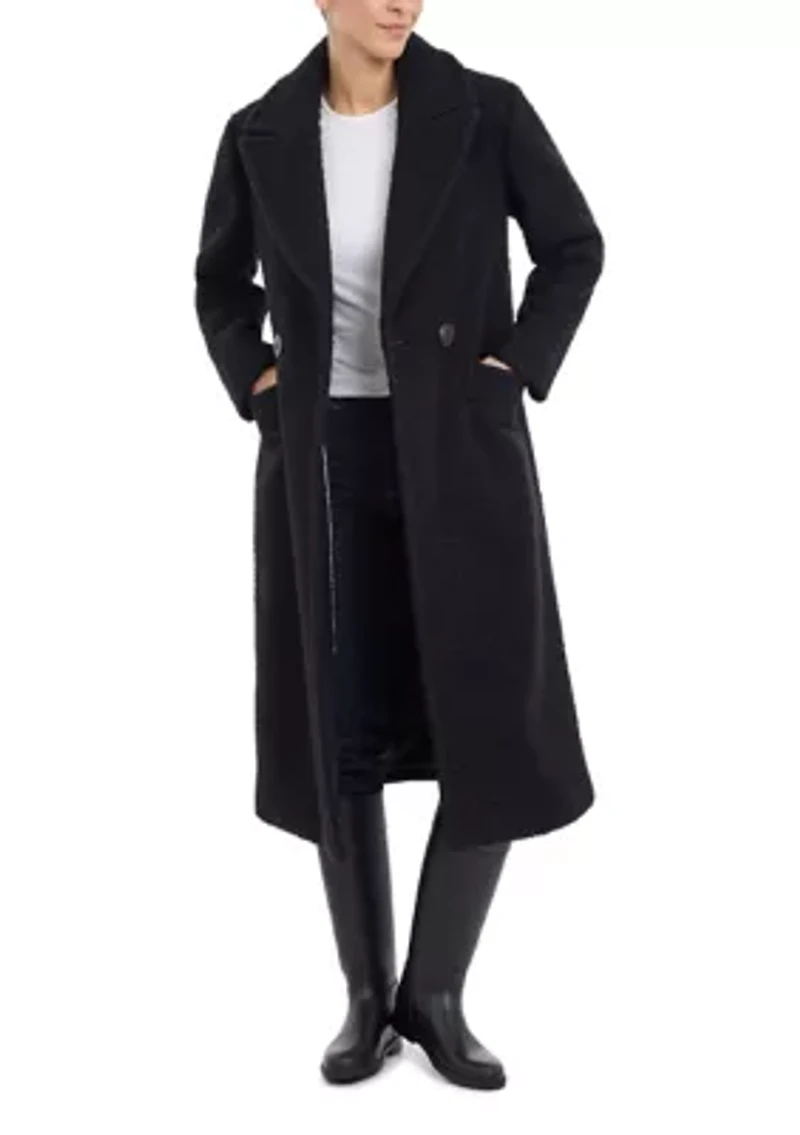 Women's 2 Button Long Wool Boucle Coat