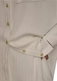 Women's Stripe Collared Button Down Blouse