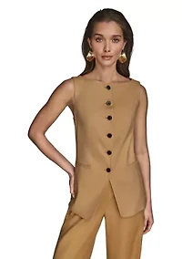 Women's Linen Button Front Vest