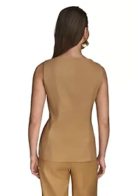Women's Linen Button Front Vest