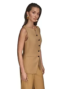 Women's Linen Button Front Vest