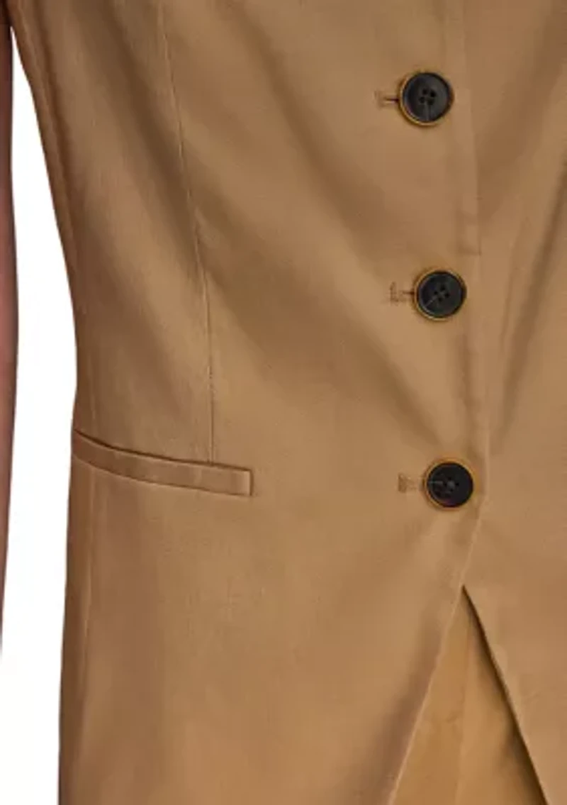 Women's Linen Button Front Vest