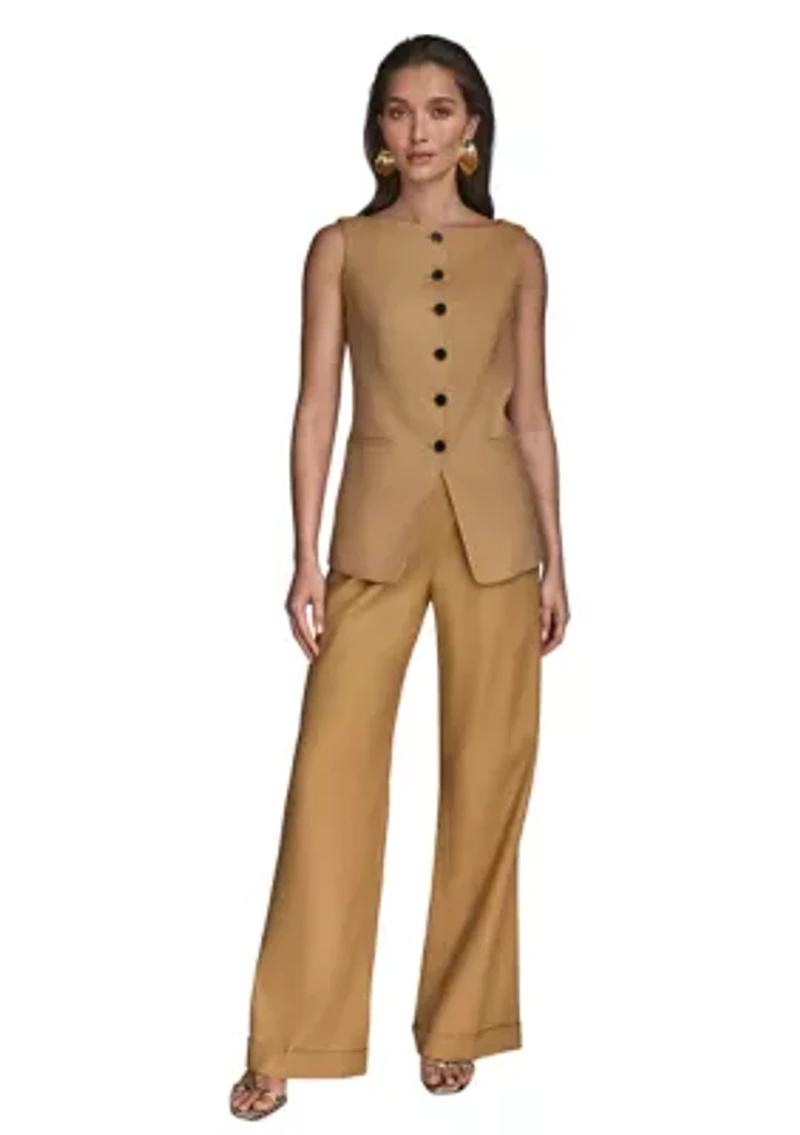 Women's Linen Button Front Vest