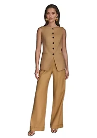 Women's Linen Button Front Vest
