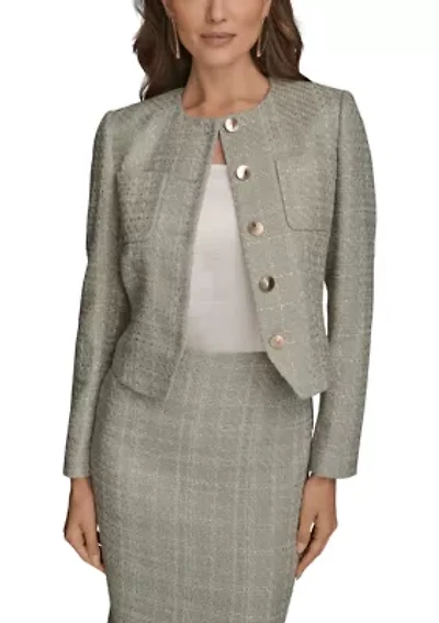 Women's Tweed Button Front Jacket