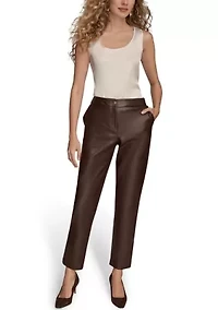 Women's Vegan Leather Slim Leg Ankle-Length Pants