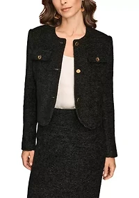 Women's Novelty Button-Front Cropped Jacket