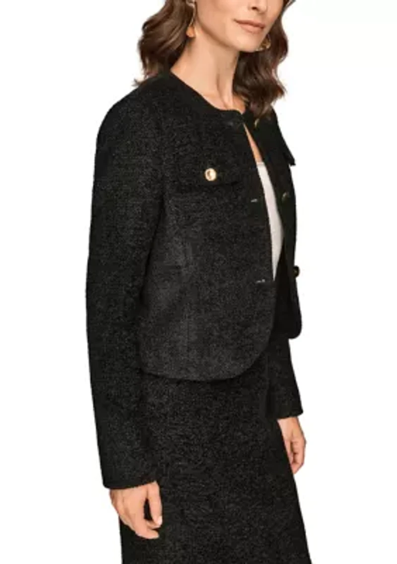 Women's Novelty Button-Front Cropped Jacket