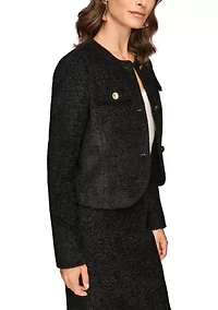 Women's Novelty Button-Front Cropped Jacket