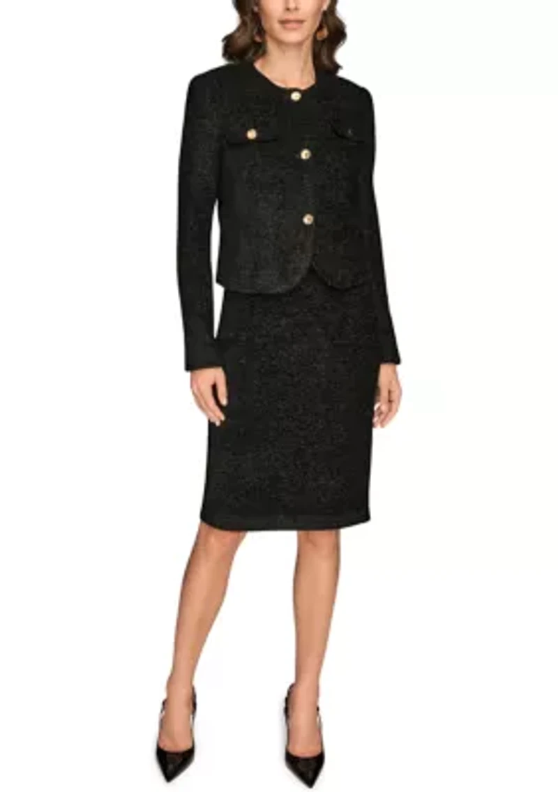 Women's Novelty Button-Front Cropped Jacket