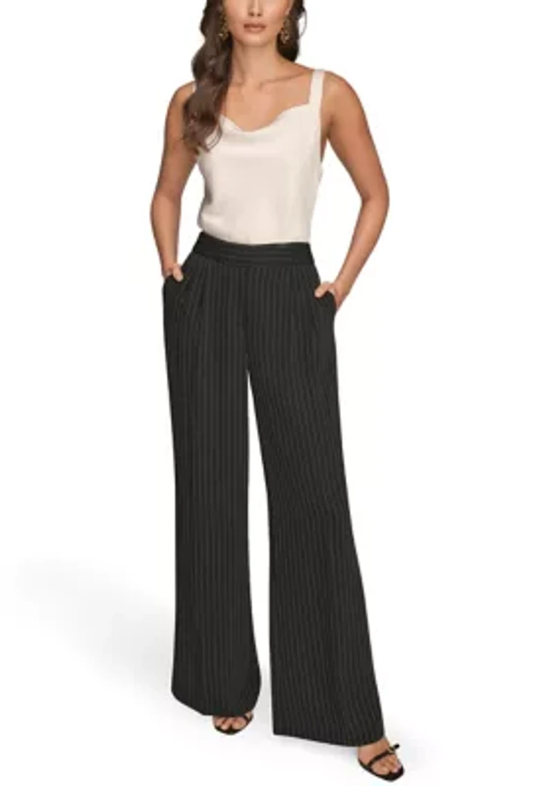 Women's Wide Leg Pinstripe Pants