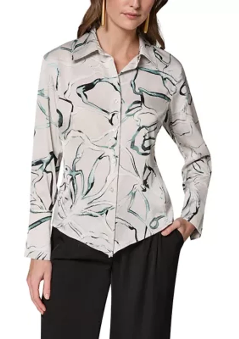 Women's Printed Pointy Hem Blouse