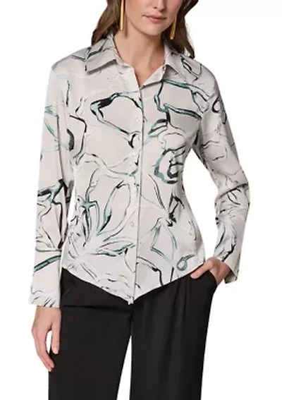 Women's Printed Pointy Hem Blouse