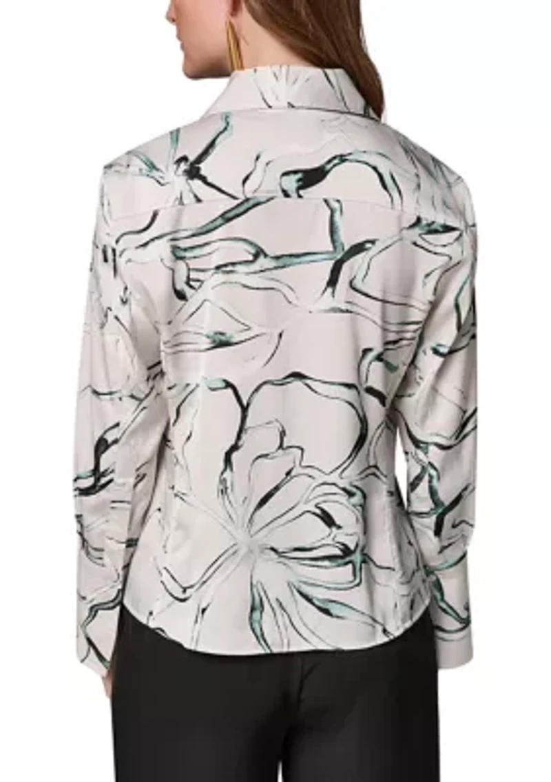 Women's Printed Pointy Hem Blouse