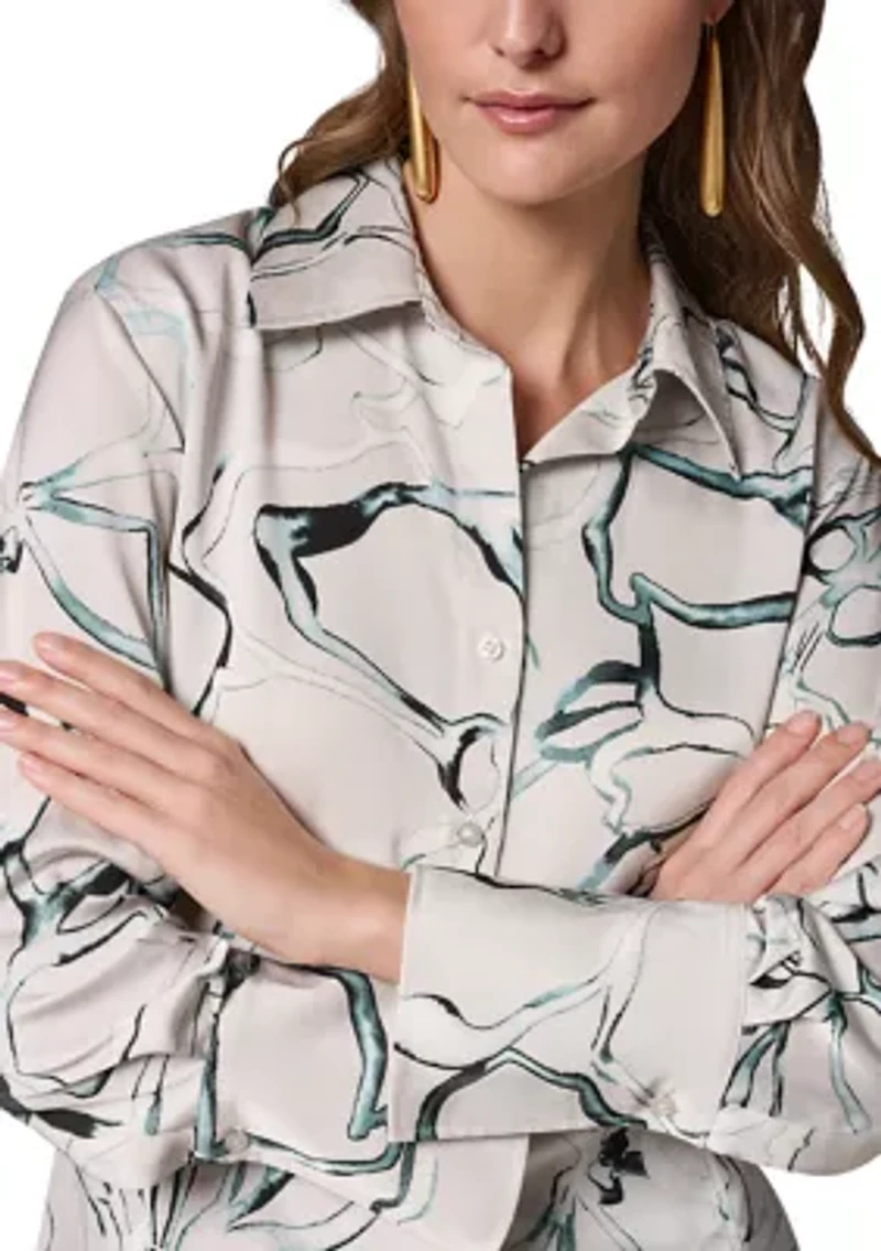 Women's Printed Pointy Hem Blouse