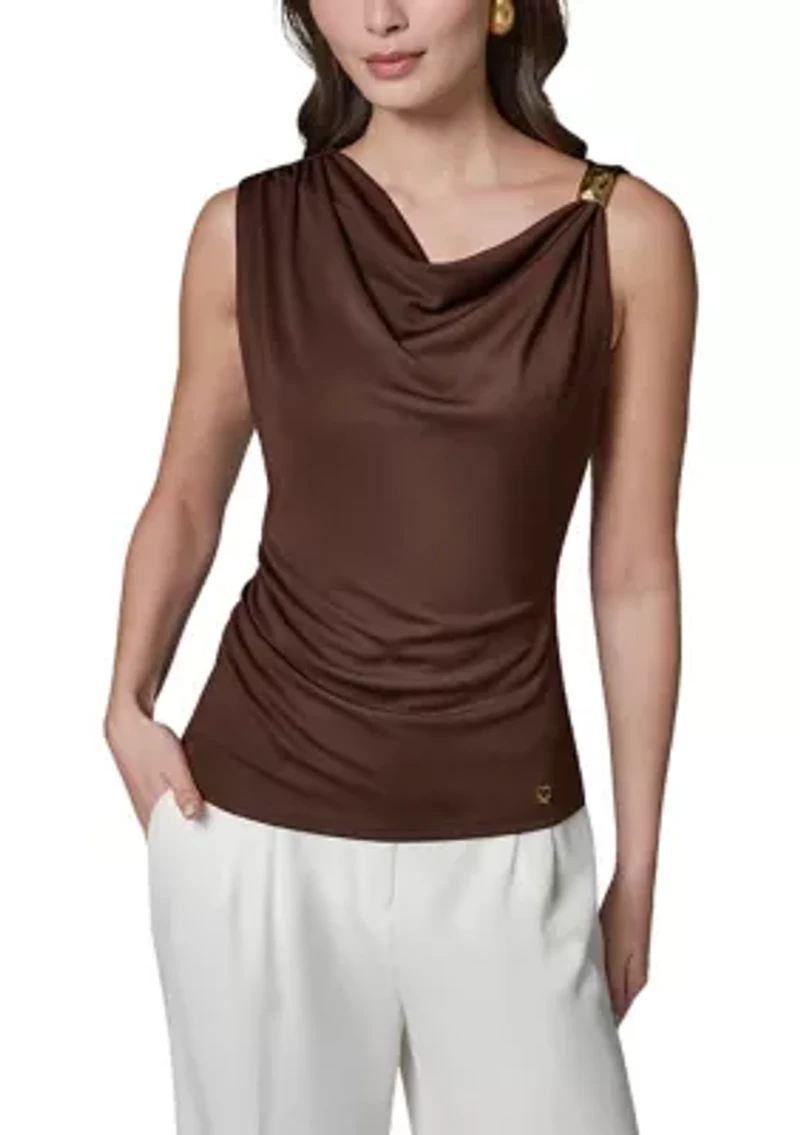Women's Sleeveless Asymmetrical Drop Hardware Knit Top