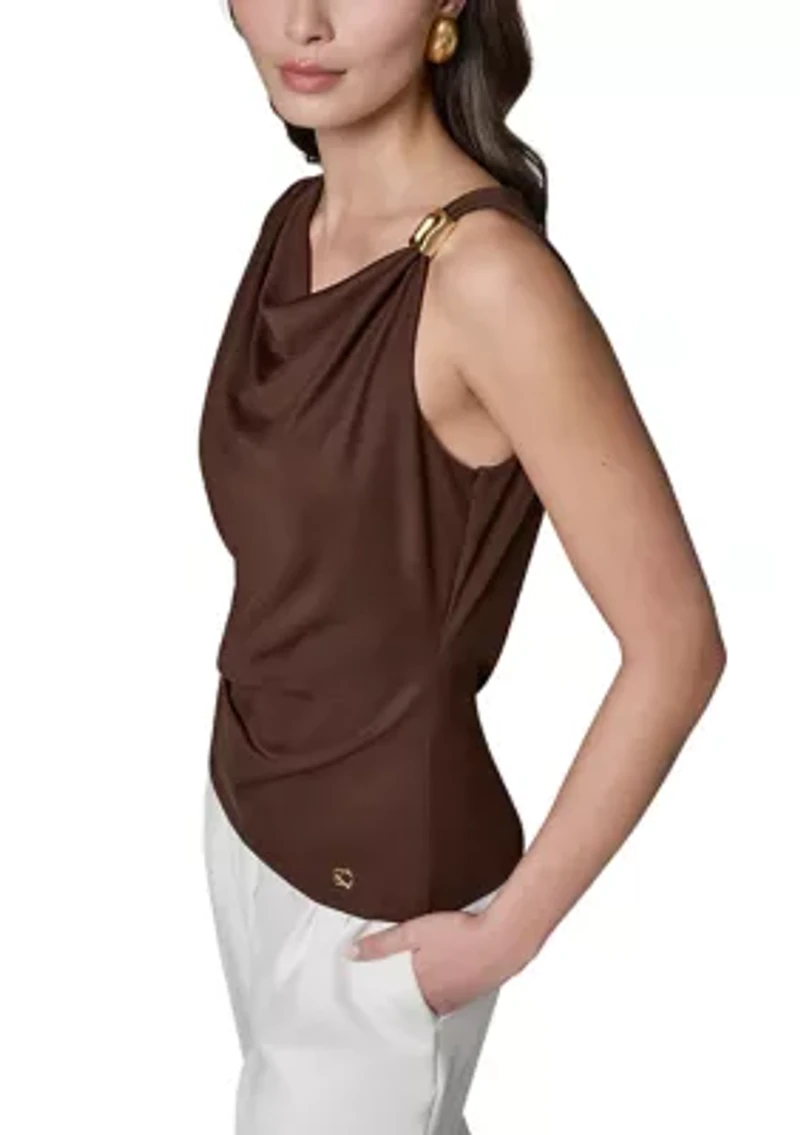 Women's Sleeveless Asymmetrical Drop Hardware Knit Top