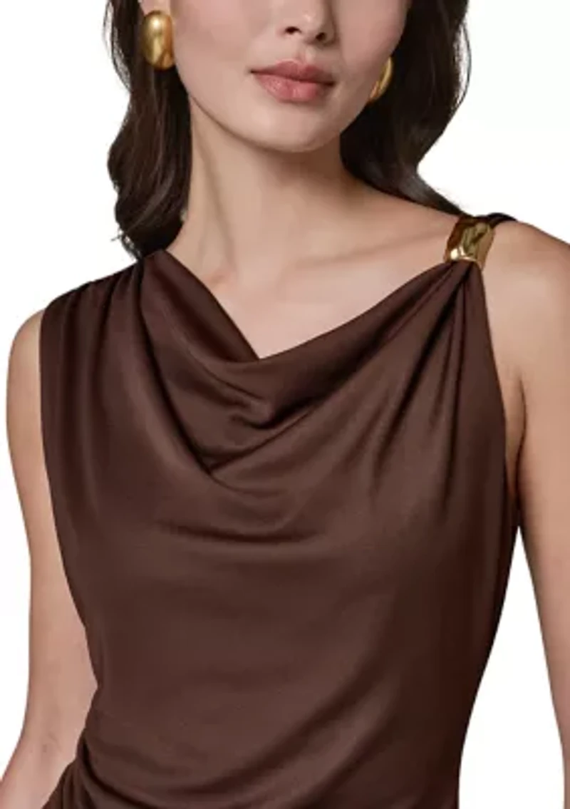 Women's Sleeveless Asymmetrical Drop Hardware Knit Top