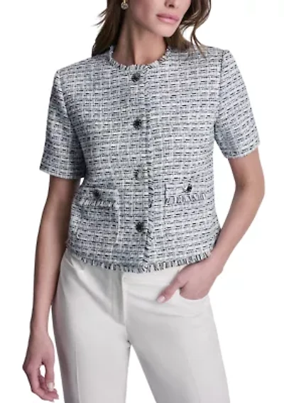 Women's Short Sleeve Tweed Jacket