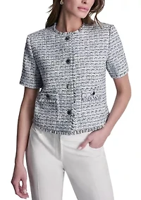 Women's Short Sleeve Tweed Jacket