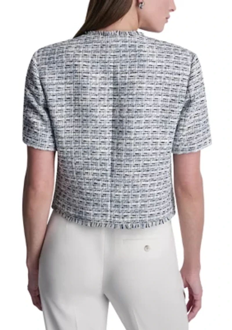 Women's Short Sleeve Tweed Jacket