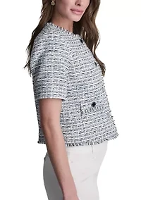 Women's Short Sleeve Tweed Jacket