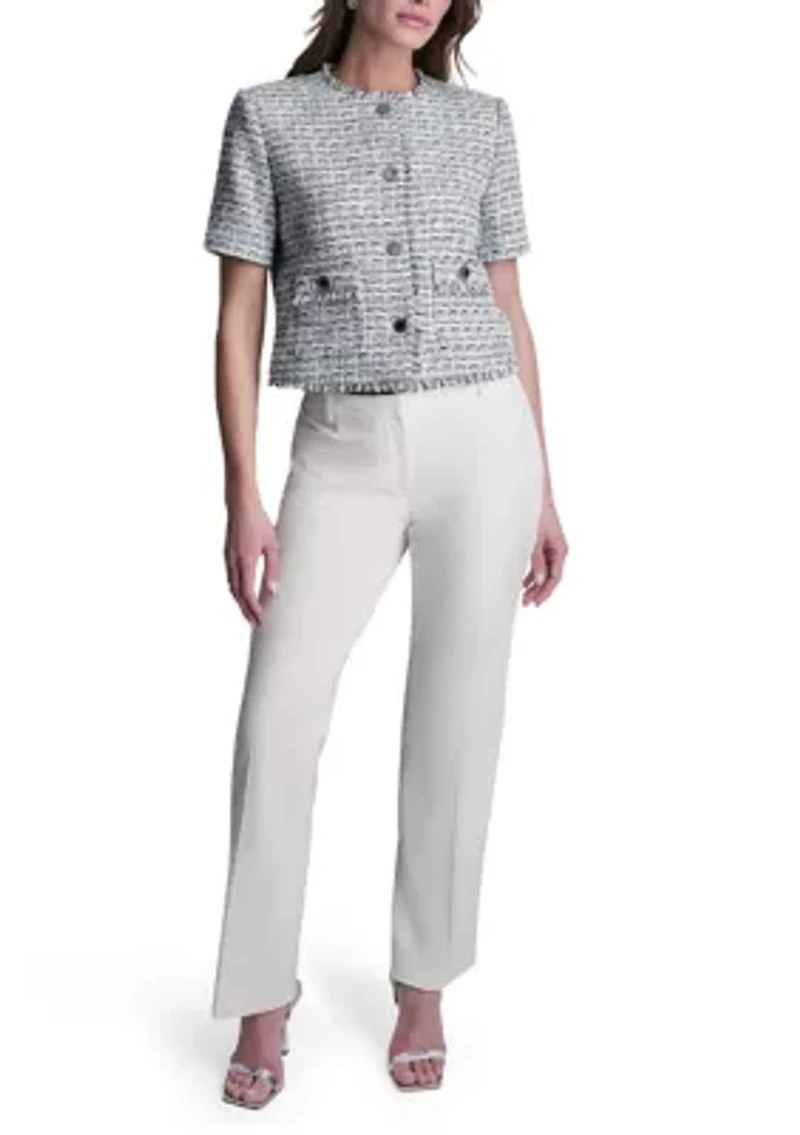 Women's Short Sleeve Tweed Jacket