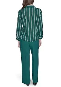 Women's Striped Pearl Button Front Blouse