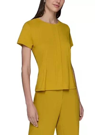 Women's Short Sleeve Pleated Knit Top
